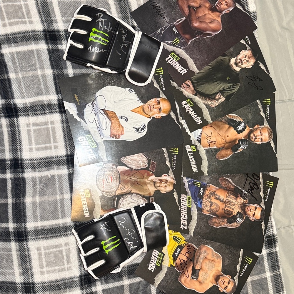 UFC and Monster Energy Autographed MMA Memorabilia Set with Gloves